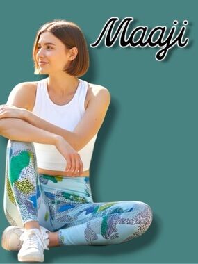 EUC Maaji Abstract Bird-Line Print Leggings. Size Small